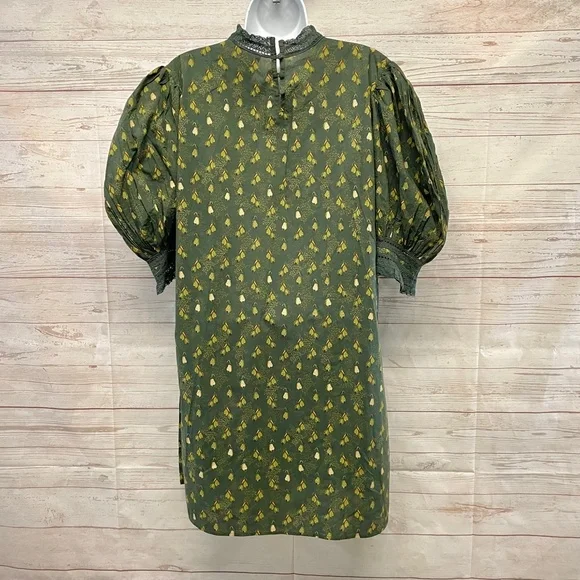 Anthropologie Farm Rio Military Cashew Crochet Shift Dress New! - Picture 3 of 10